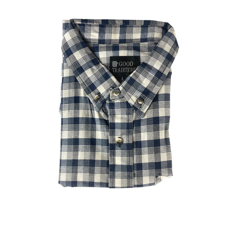 navy-plaid, Destin Men's Short-Sleeve Shirt