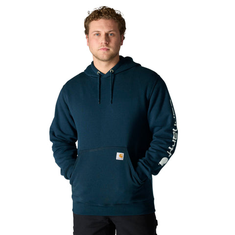 Navy Carhartt Men's Midweight Logo Hoodie K288