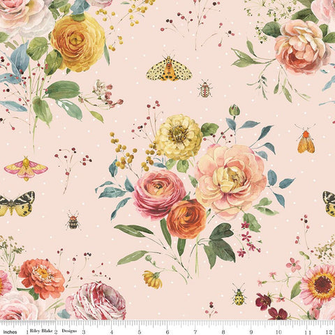 peach, Sketchbook Collection Main Floral Cotton Fabric CD17520