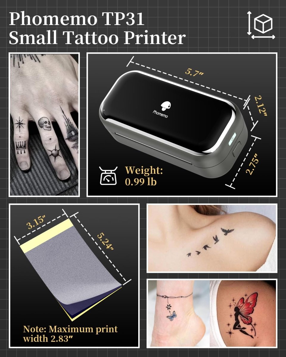 Phomemo Tattoo Transfer Paper – 100 Sheets for TP31 Mini Stencil Printer - Tattoo Unleashed