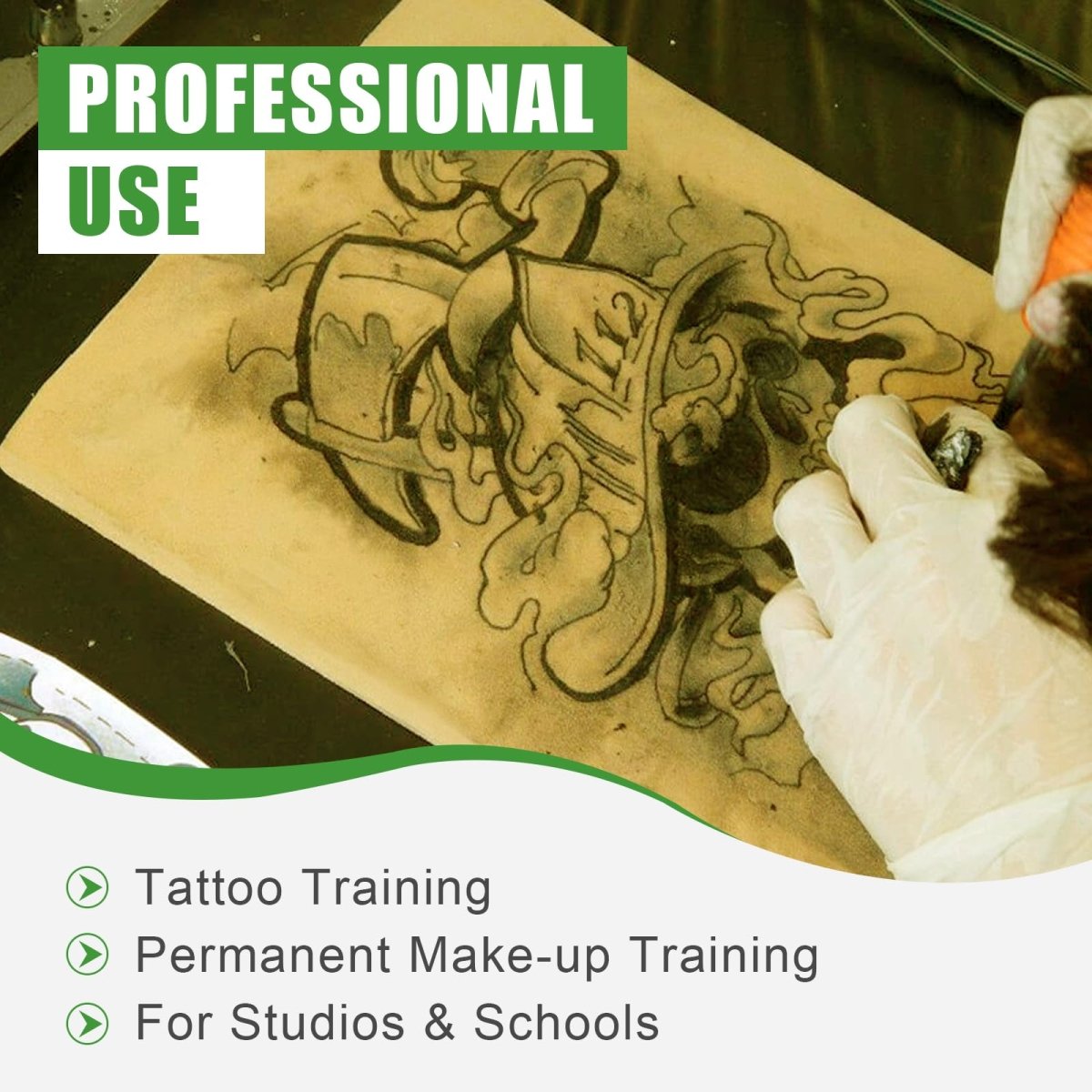 Premium Tattoo Practice Skin (3mm Thick Medical Silicone) by JCONLY - 10pcs Double Sided - Tattoo Unleashed