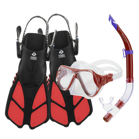 Hawaii Divers Manta Ray adult snorkeling set in red & black
