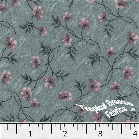 sage, Koshibo Floral Print Polyester Fabric 048611