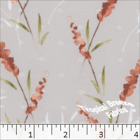salmon, Swiss Dot Floral Print Polyester Fabric 573613
