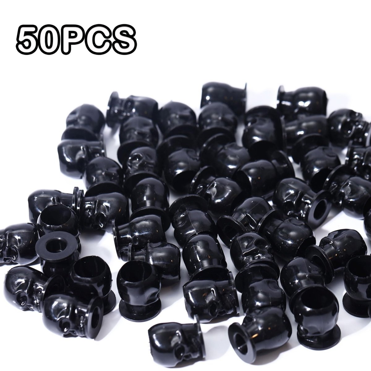 Skull Tattoo Ink Cups Plastic - Black 50pcs - Tattoo Unleashed