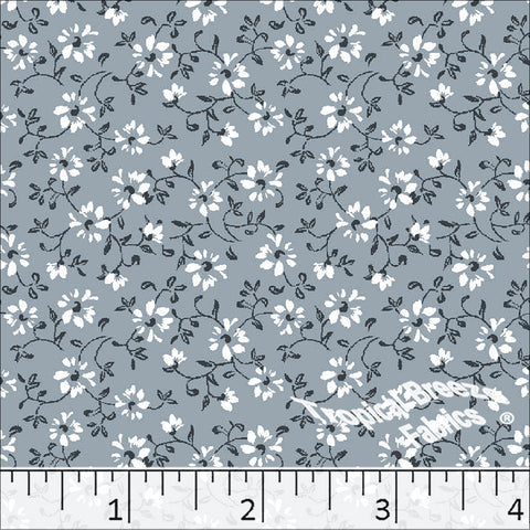 slate blue, Standard Weave Floral Print Poly Cotton Fabric 6310