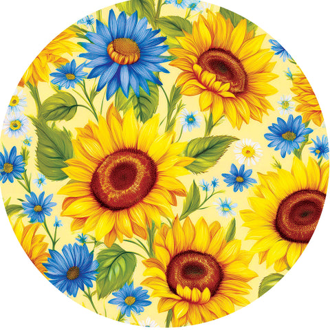 Custom Decor Suncatcher showing sunflowers & daisies