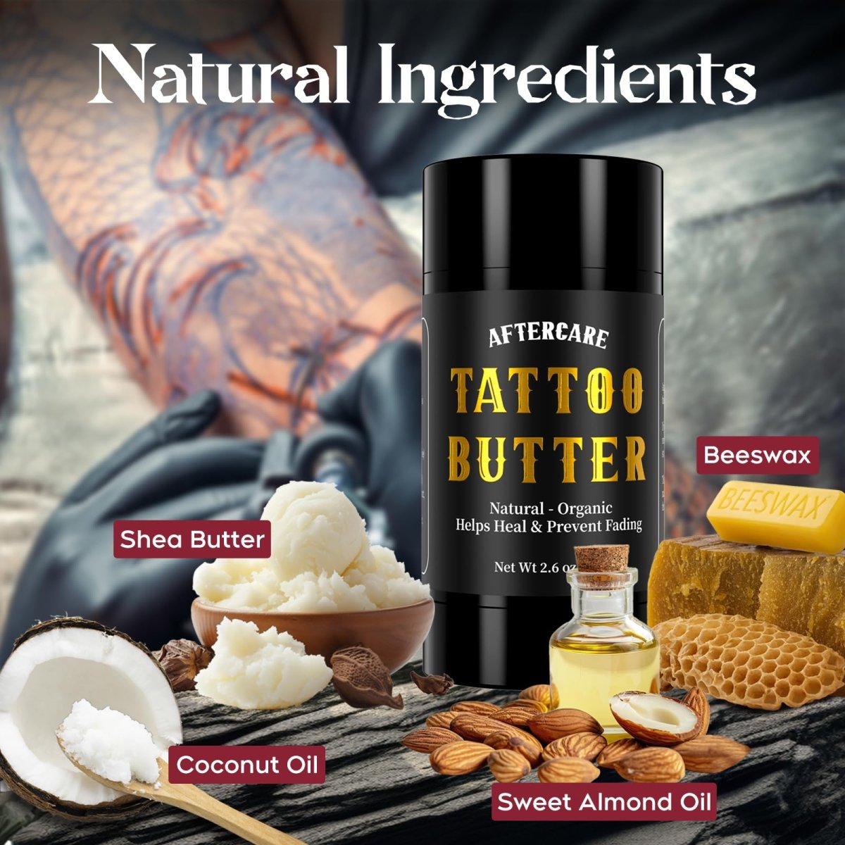 Tattoo Aftercare Butter - For New and Older Tattoos, Natural Organic - Tattoo Unleashed