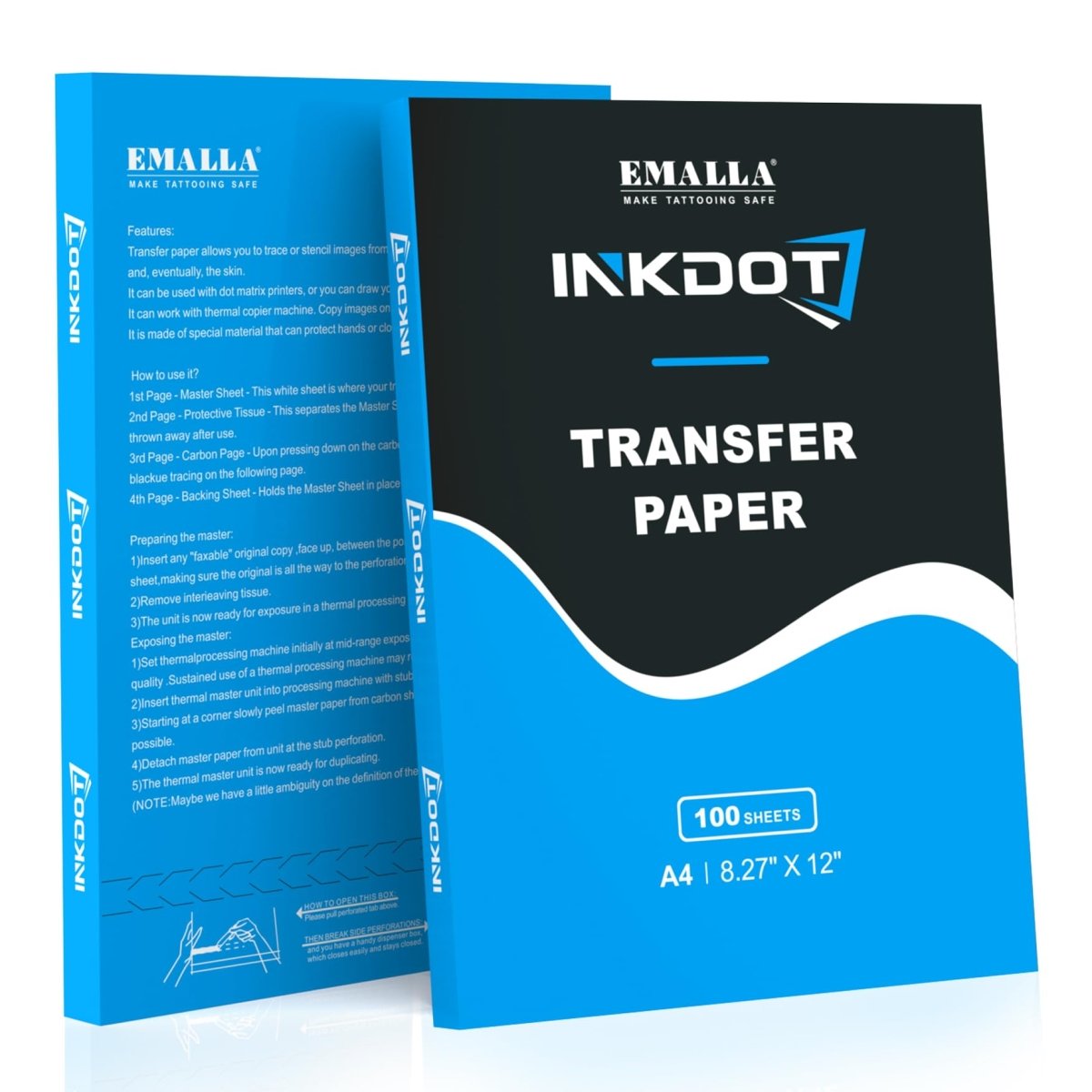 Tattoo Transfer Paper by Emalla Inkdot - 100 Sheets - Tattoo Unleashed