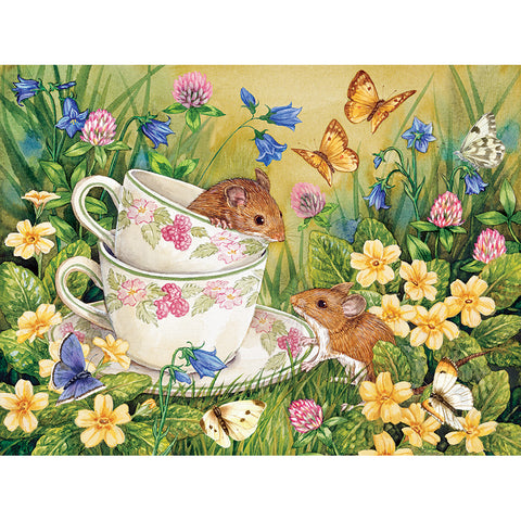 Puzzle with mice in tea cups.