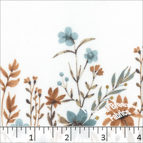 teal, Double Brushed Border Print Fabric 572624