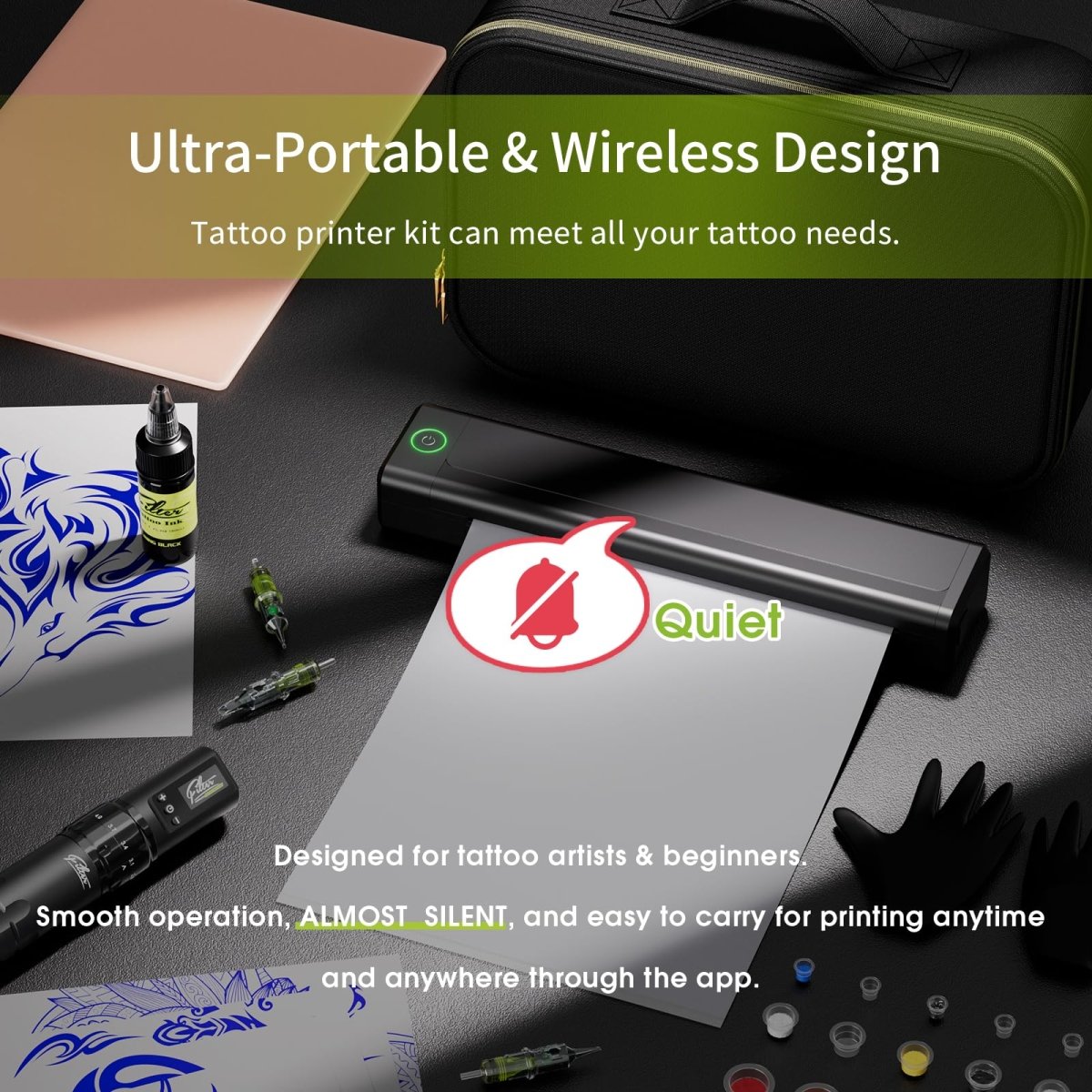 Tora Tattoo Pen Machine Kit with Stencil Printer - Tattoo Unleashed
