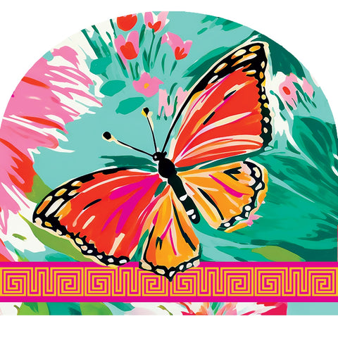 Custom Decor Arbor Mate garden sign showing  vibrant butterflies