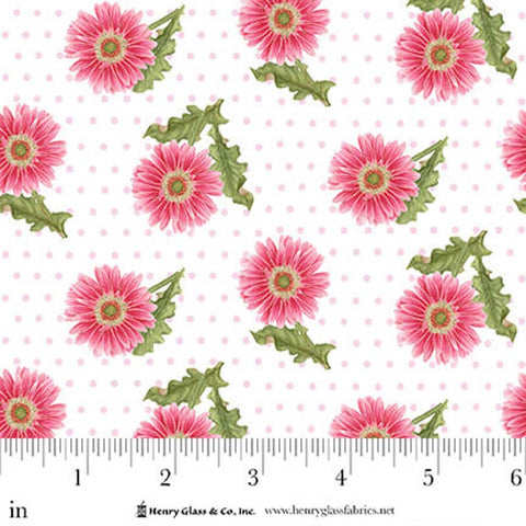 white, Bloomscape Collection Flowers and Dots Cotton Fabric 2440