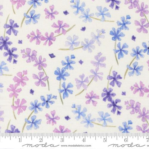 white, Delphinium Collection Lilac Florals Cotton Fabric 24651