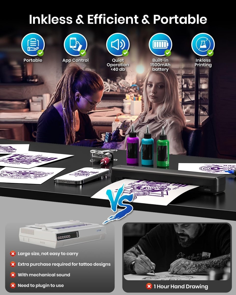 Wireless Tattoo Stencil Printer by BESTECCT - Tattoo Unleashed