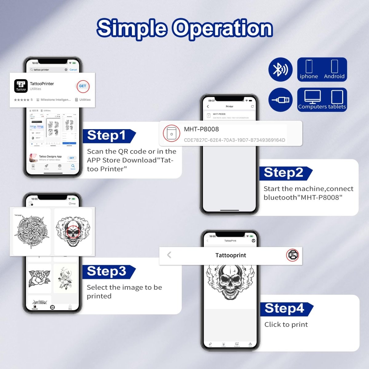 Wireless Tattoo Stencil Printer By Inkchum – Bluetooth Thermal Transfer Machine with 10pcs. Stencil Paper - Tattoo Unleashed