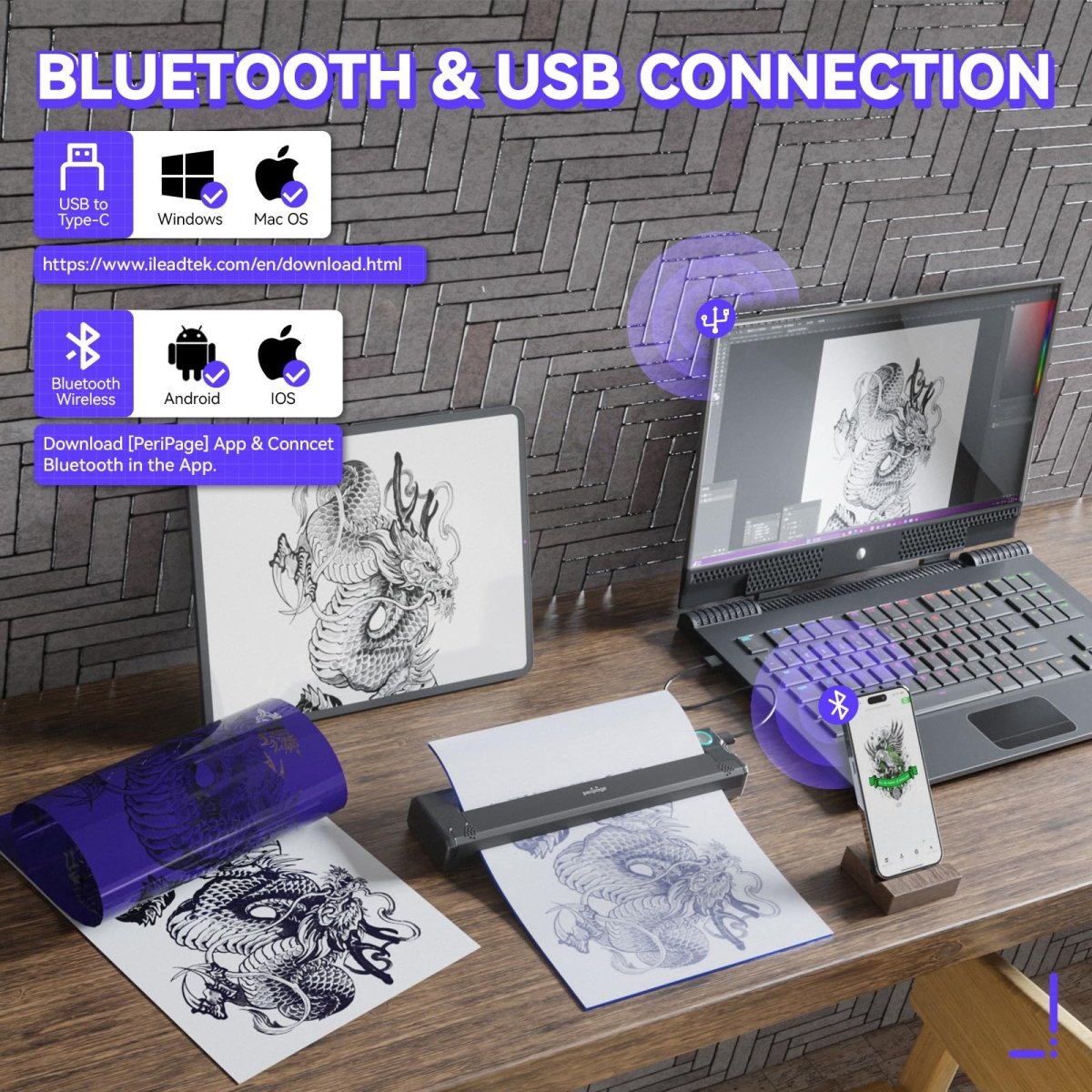 Wireless Tattoo Stencil Printer by PeriPage P90 - Tattoo Unleashed