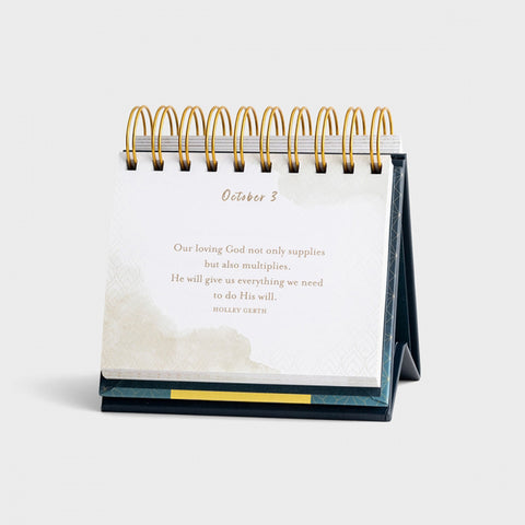 366 Days of Hope & Encouragement - Perpetual Calendar Sample Page "Our loving God not only supplies but also multiplies. He will give us everything we need to do His will" 